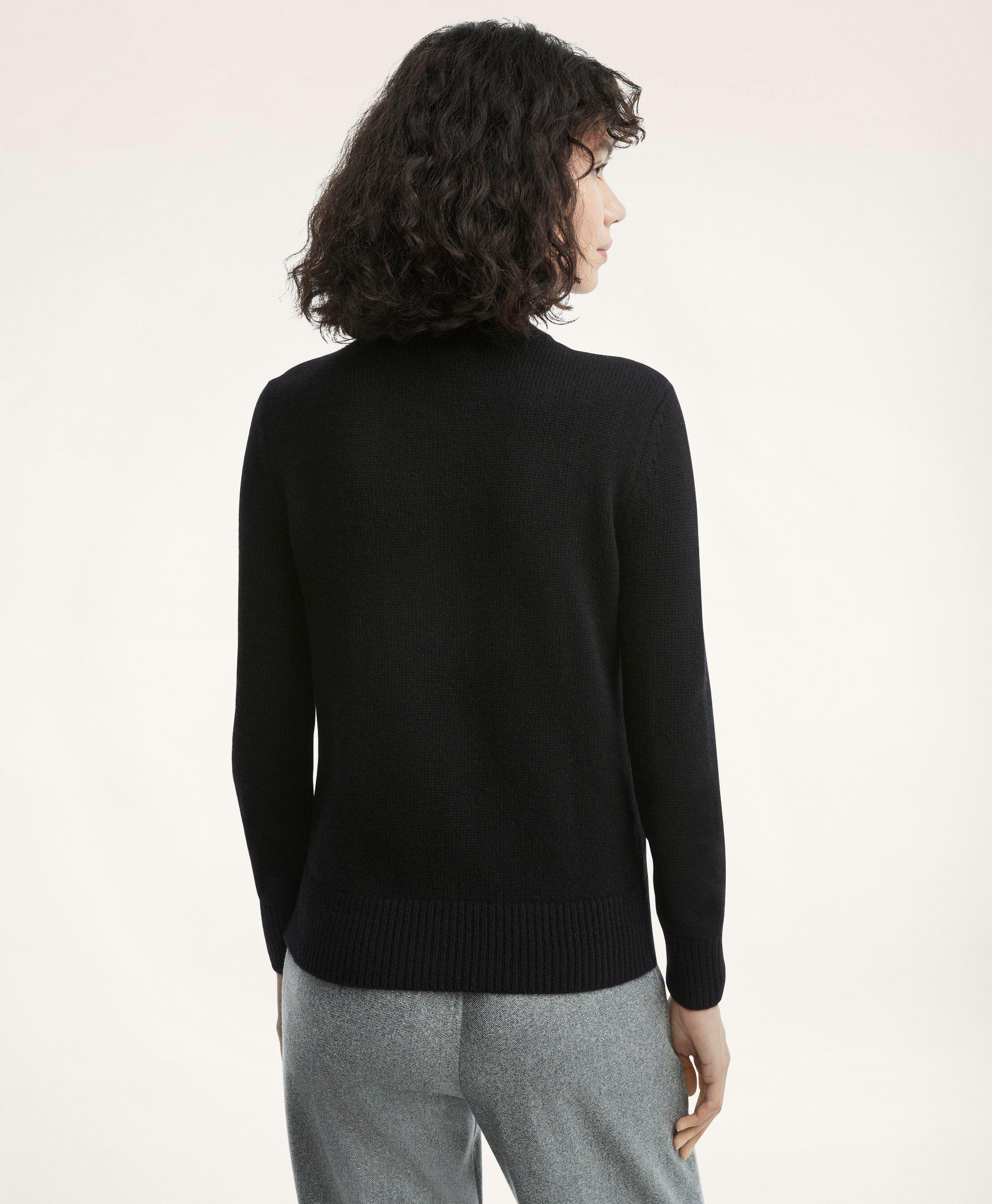 Merino Wool Sequin Mock Neck Buttoned Sweater, image 2