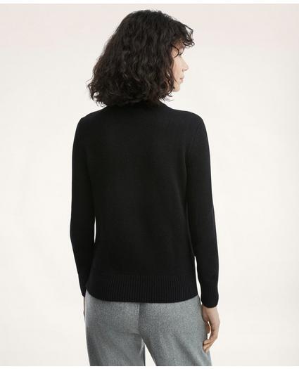 Merino Wool Sequin Mock Neck Buttoned Sweater, image 2