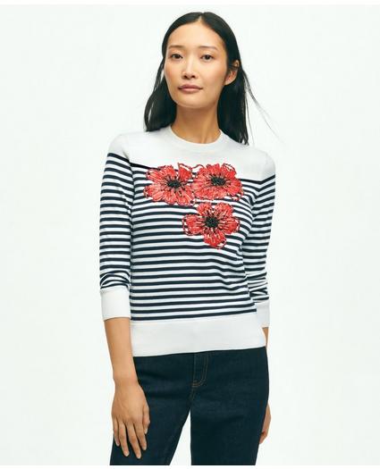 Supima® Cotton Crewneck Poppy Sweater, image 1