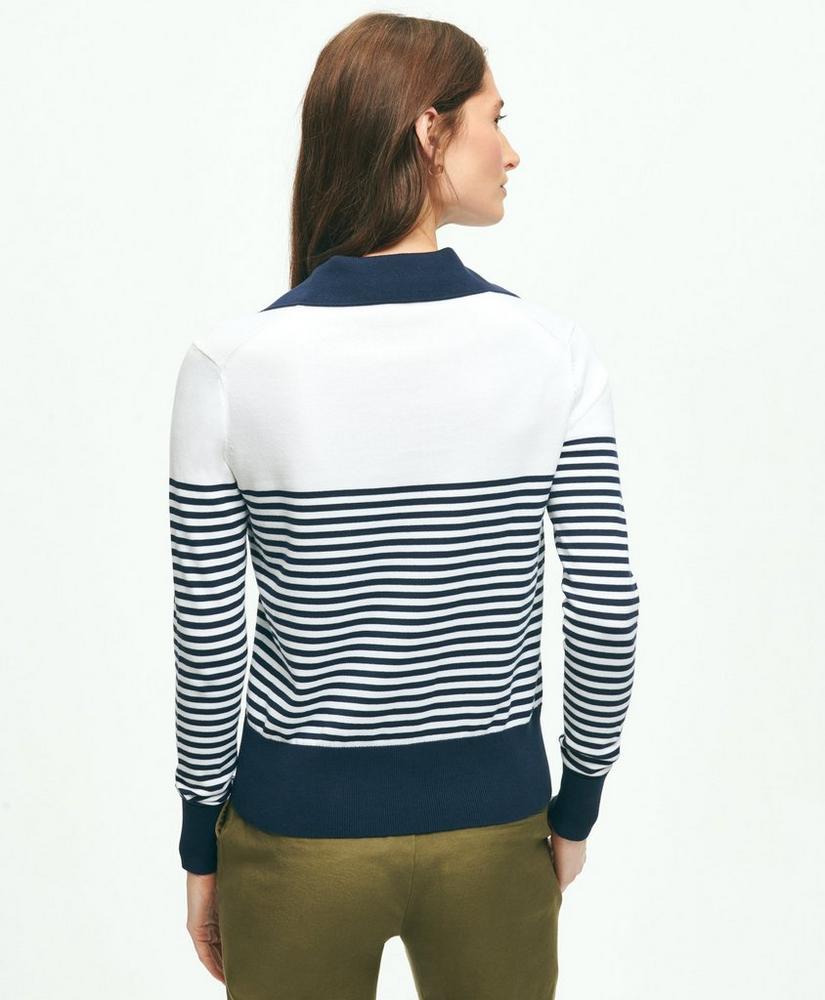 Supima® Cotton Johnny Collar Striped Sweater, image 3