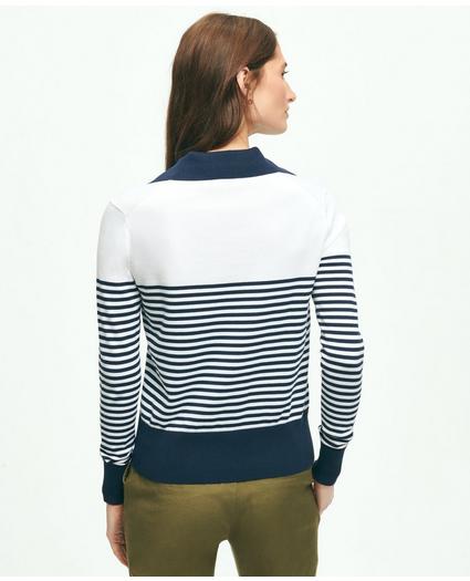 Supima® Cotton Johnny Collar Striped Sweater, image 3