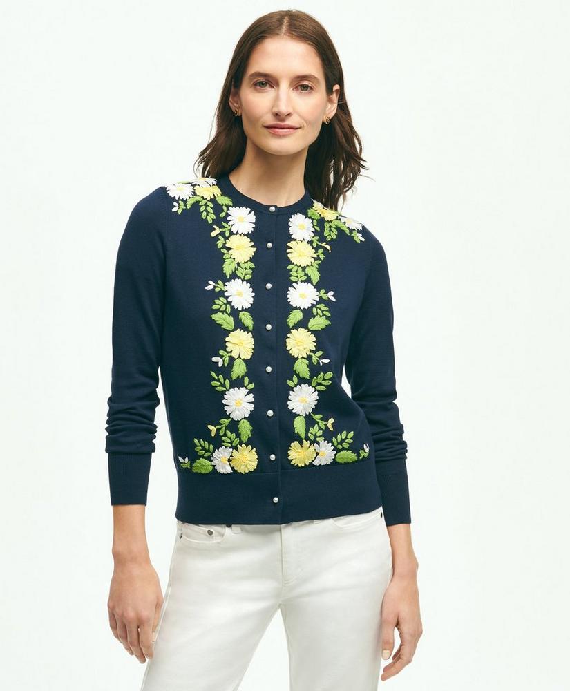 Supima® Cotton Floral Embroidered Cardigan, image 1
