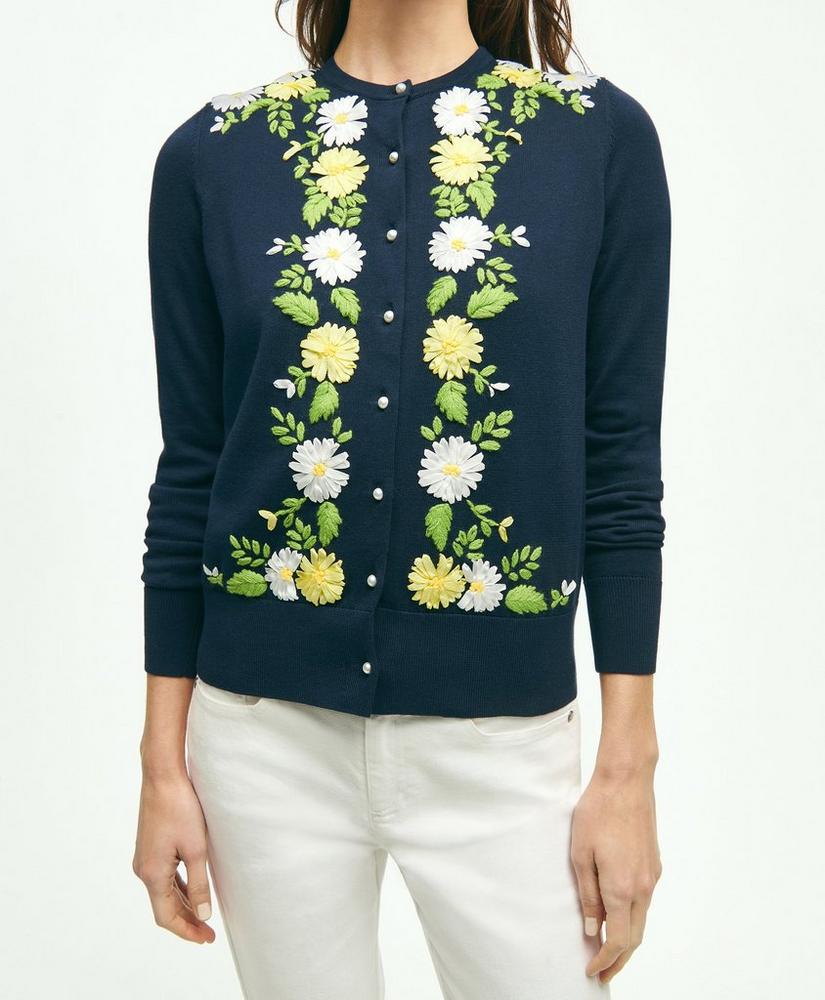 Supima® Cotton Floral Embroidered Cardigan, image 6