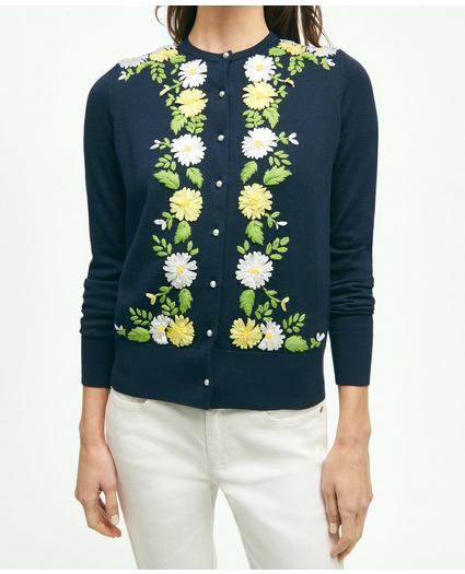 Supima® Cotton Floral Embroidered Cardigan, image 6