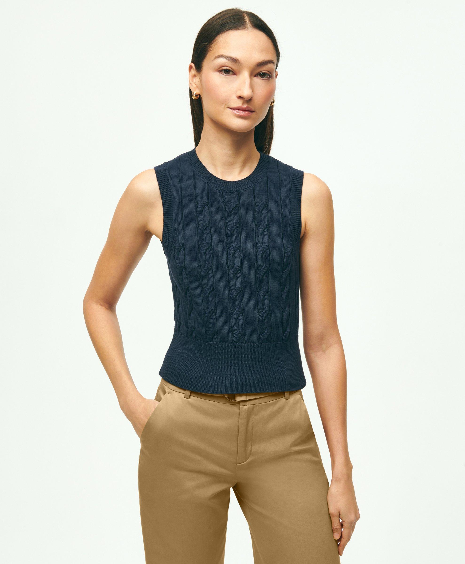 Supima® Cotton Cable Knit Cropped Shell