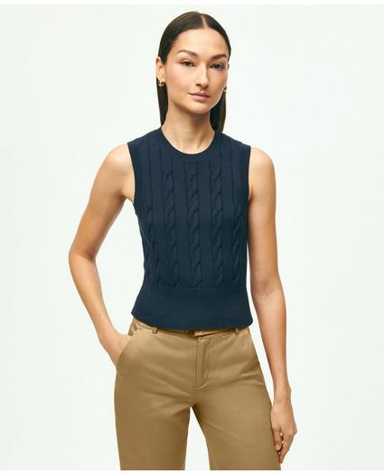 Supima® Cotton Cable Knit Cropped Shell, image 1