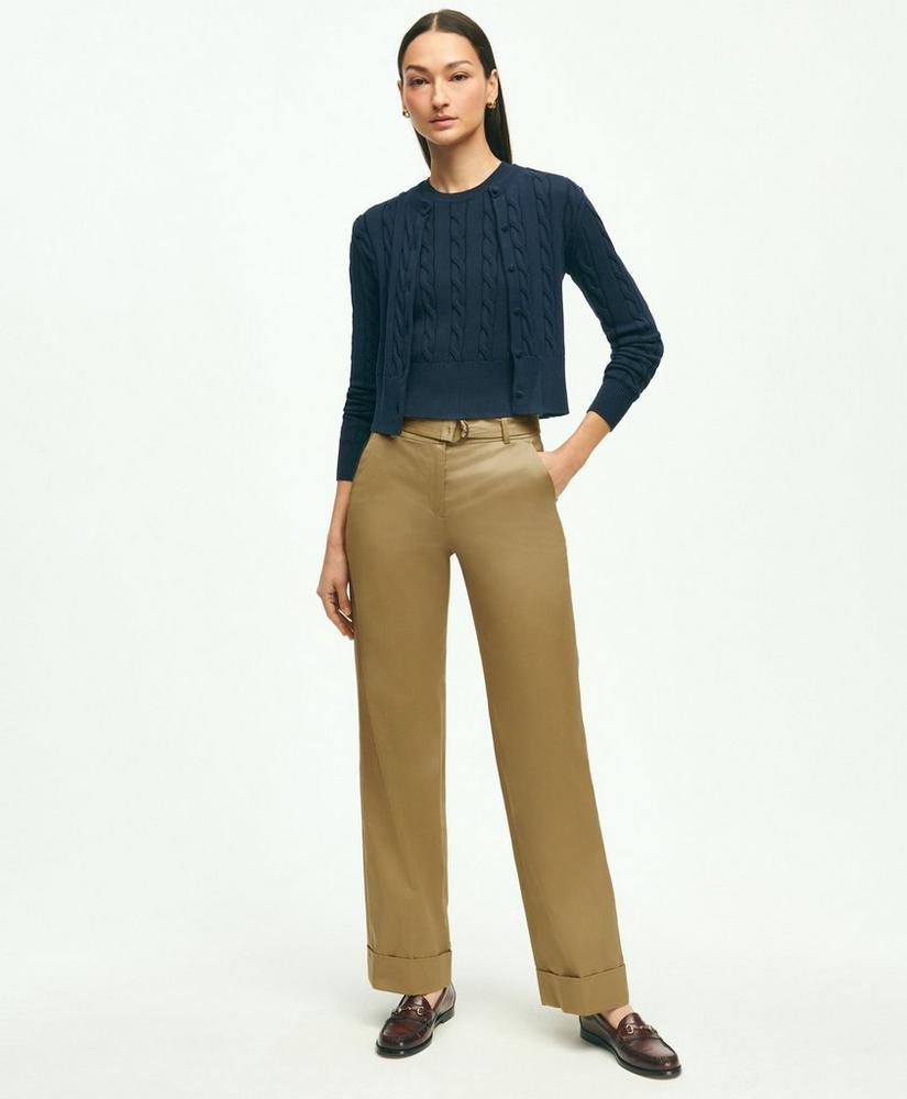 Supima® Cotton Cable Knit Cropped Shell, image 2