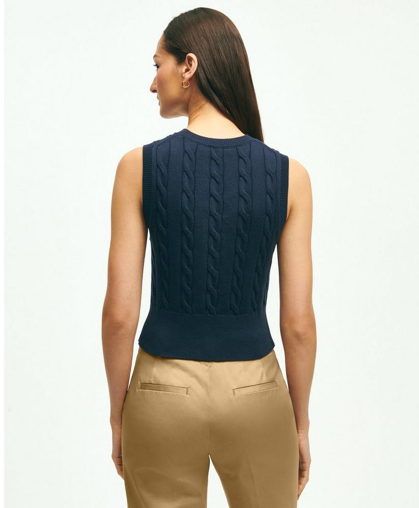 Supima® Cotton Cable Knit Cropped Shell, image 3