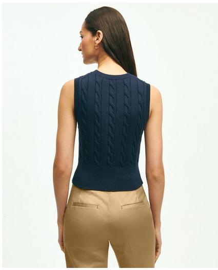 Supima® Cotton Cable Knit Cropped Shell, image 3