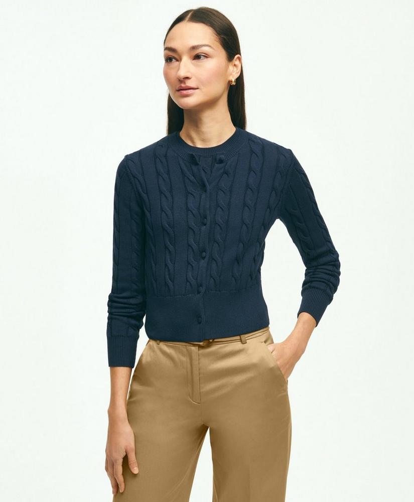 Supima® Cotton Cable Knit Cardigan, image 1