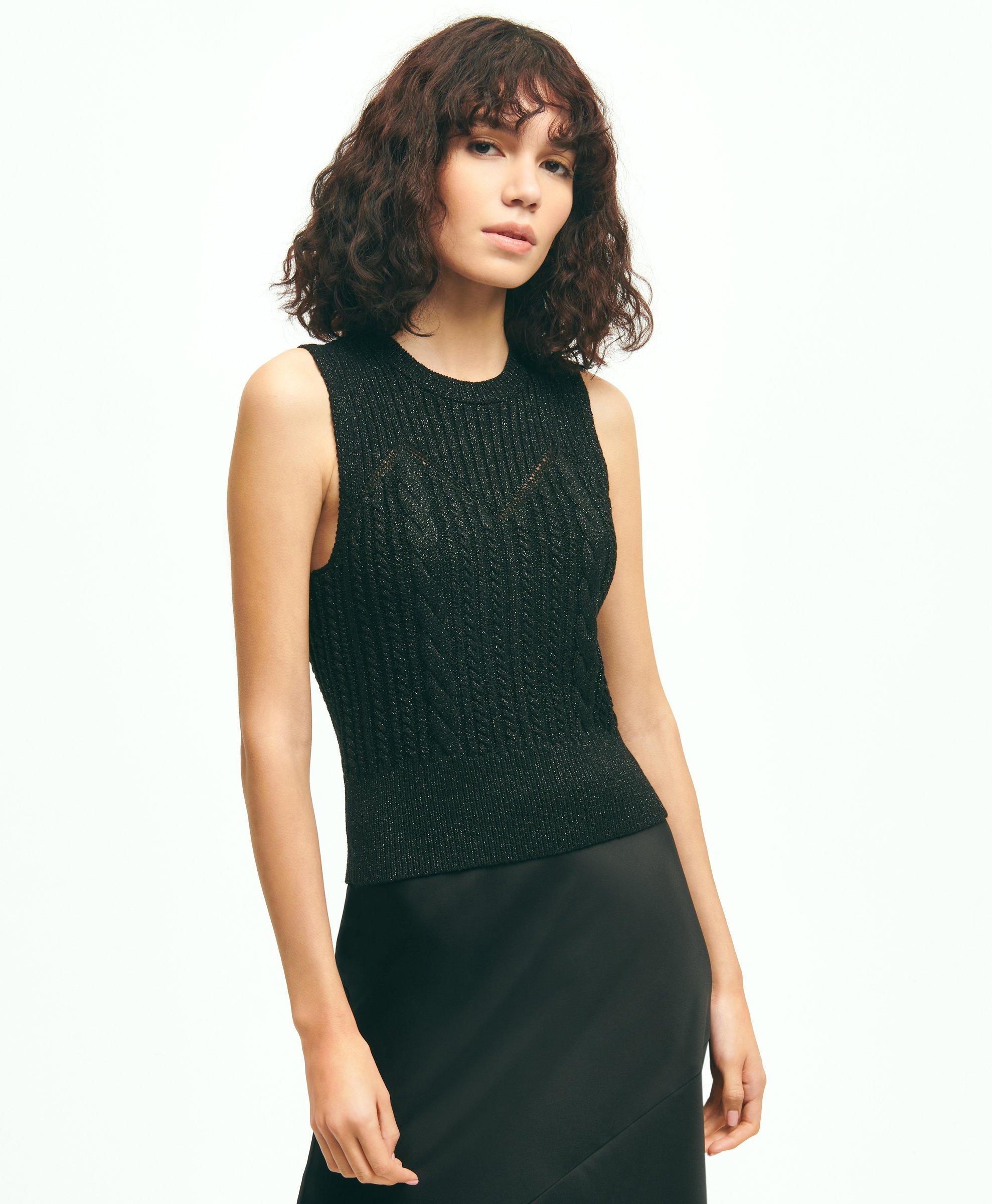 Sparkling Cable Knit Cropped Sleeveless Sweater, image 1