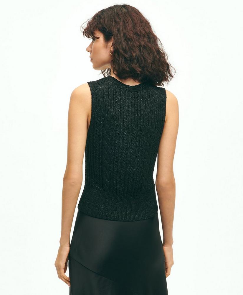 Sparkling Cable Knit Cropped Sleeveless Sweater, image 3