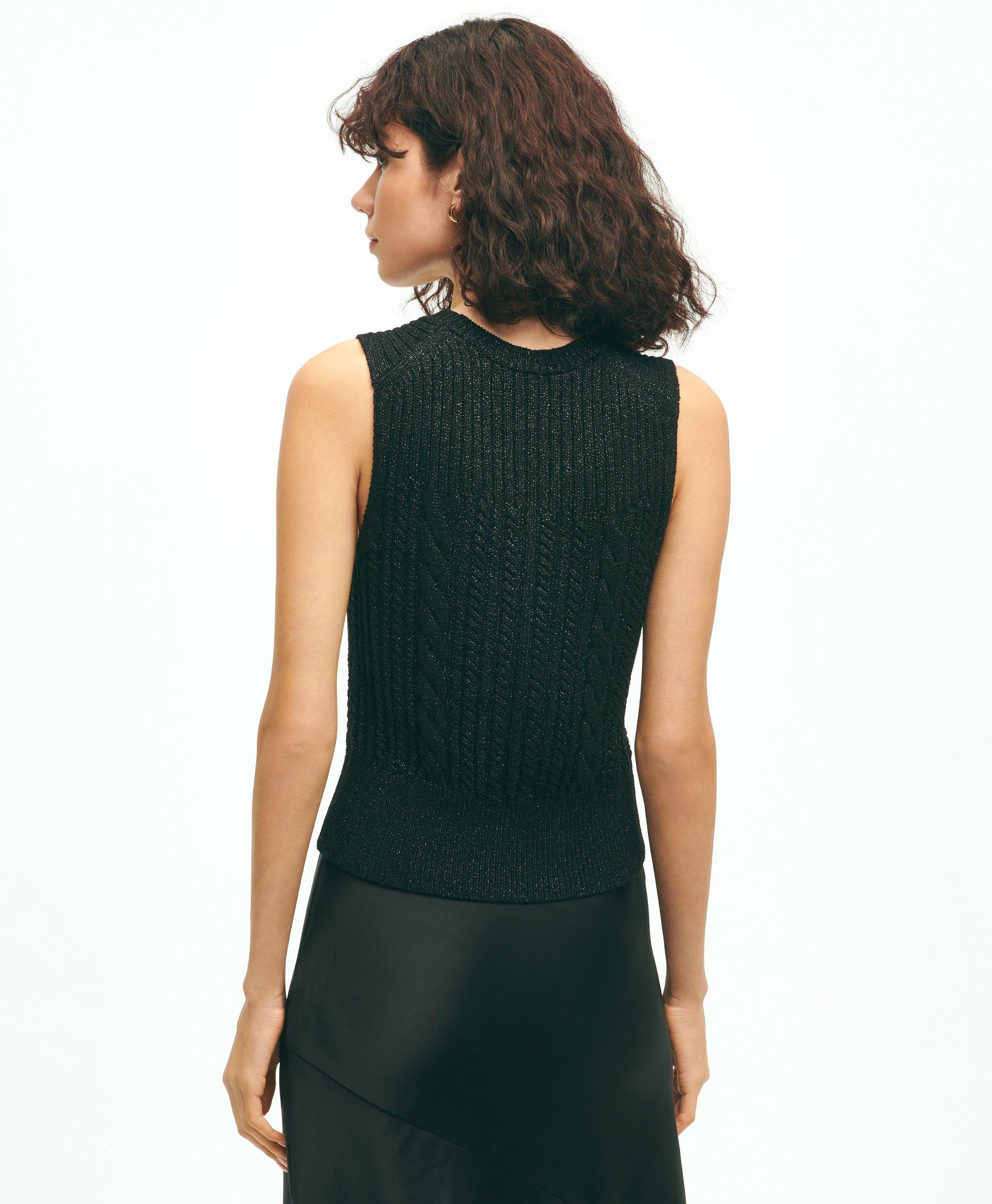 Sparkling Cable Knit Cropped Sleeveless Sweater