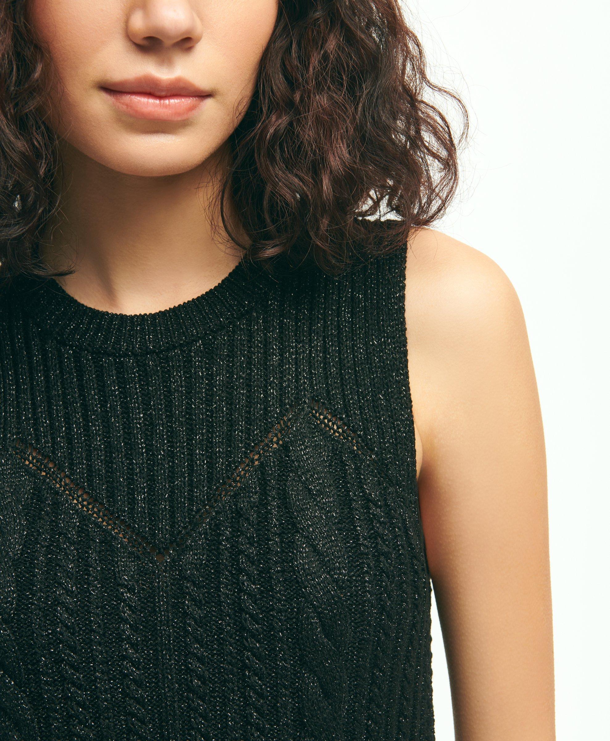 Sparkling Cable Knit Cropped Sleeveless Sweater