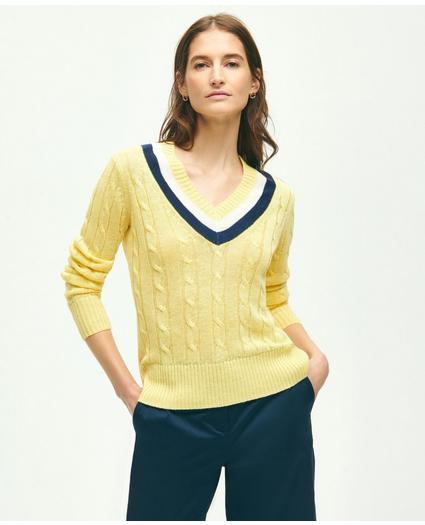 Linen Cable Knit Tennis Sweater, image 1