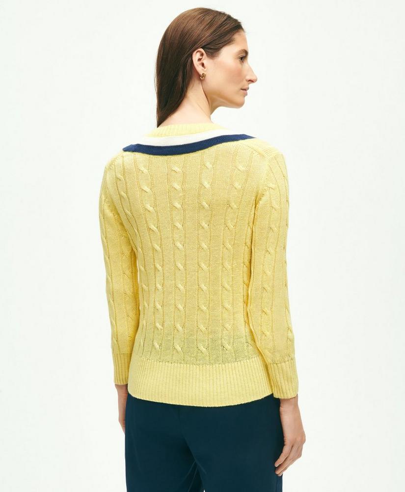 Linen Cable Knit Tennis Sweater, image 3