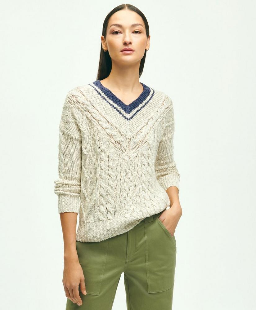 Cotton-Linen Blend Tennis Sweater, image 1