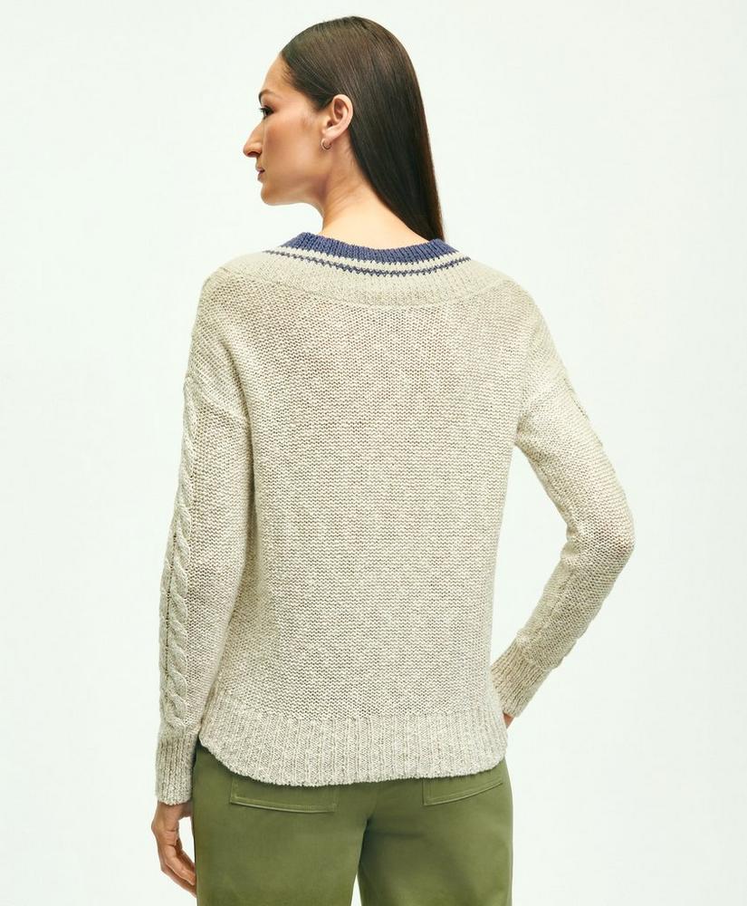 Cotton-Linen Blend Tennis Sweater, image 3