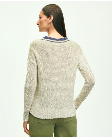 Cotton-Linen Blend Tennis Sweater, image 3