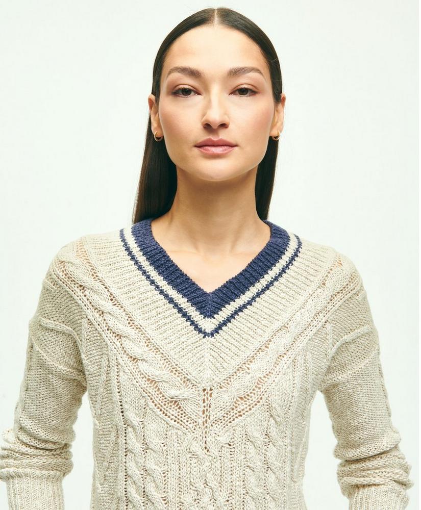 Cotton-Linen Blend Tennis Sweater, image 5