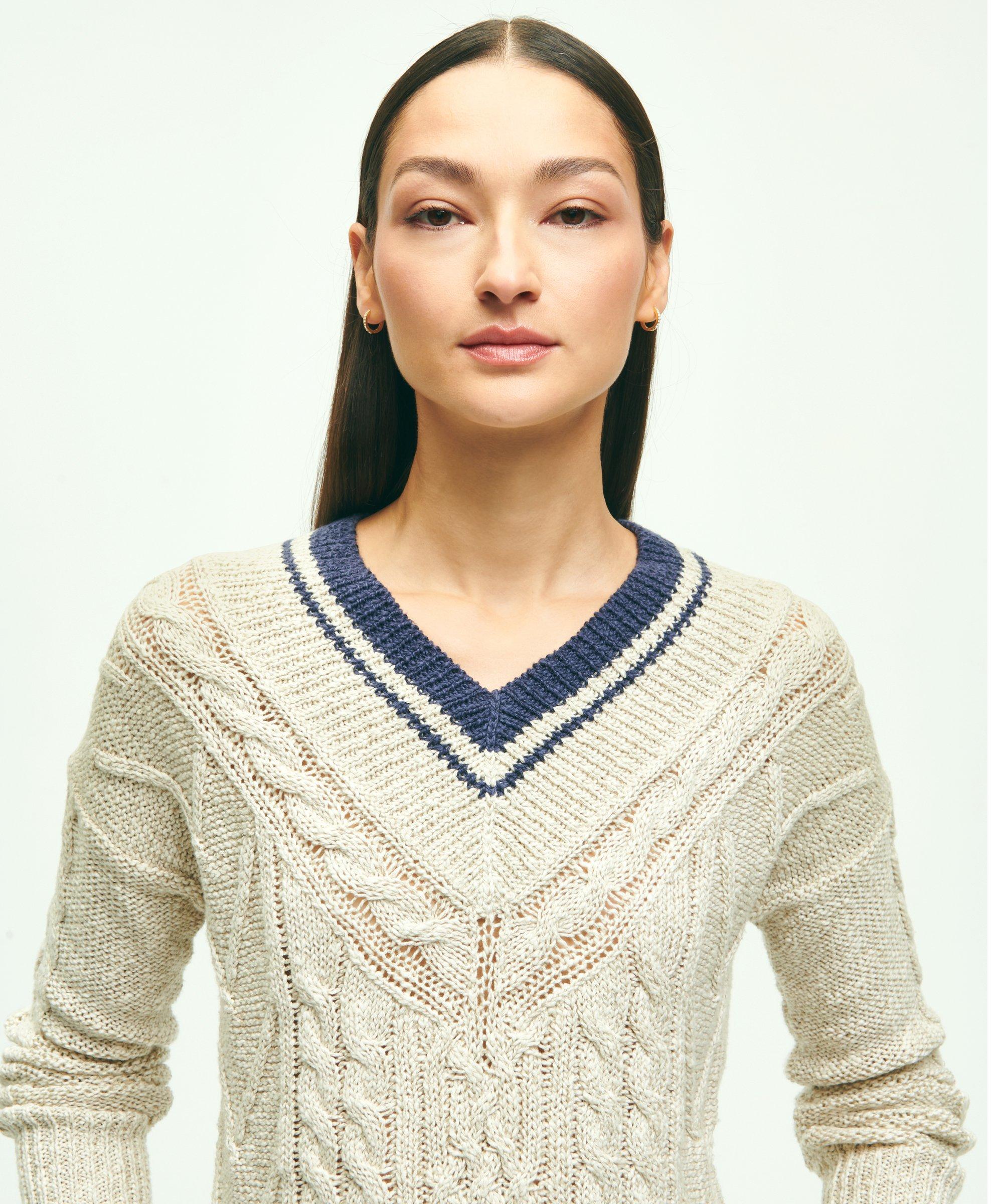 Cotton Linen Blend Tennis Sweater