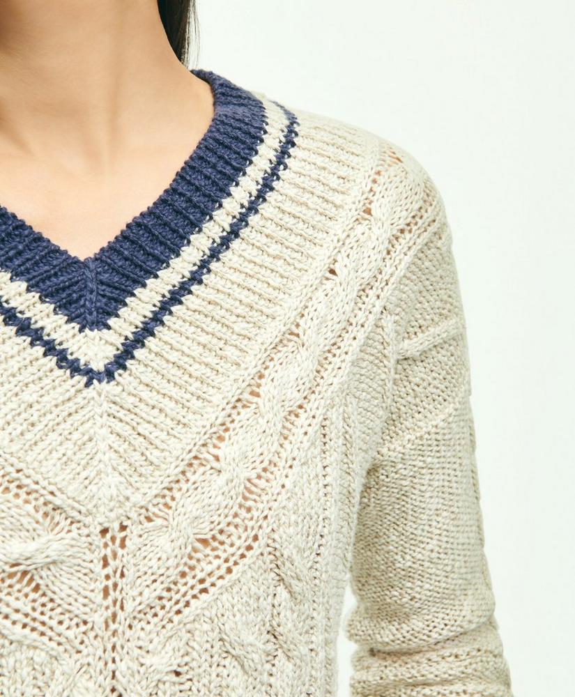 Cotton-Linen Blend Tennis Sweater, image 4
