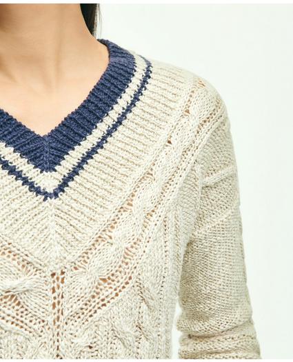 Cotton-Linen Blend Tennis Sweater, image 4