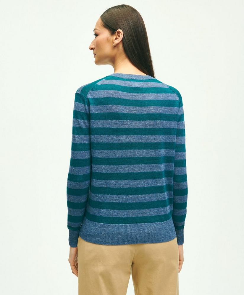 Linen Striped Crewneck Sweater, image 3