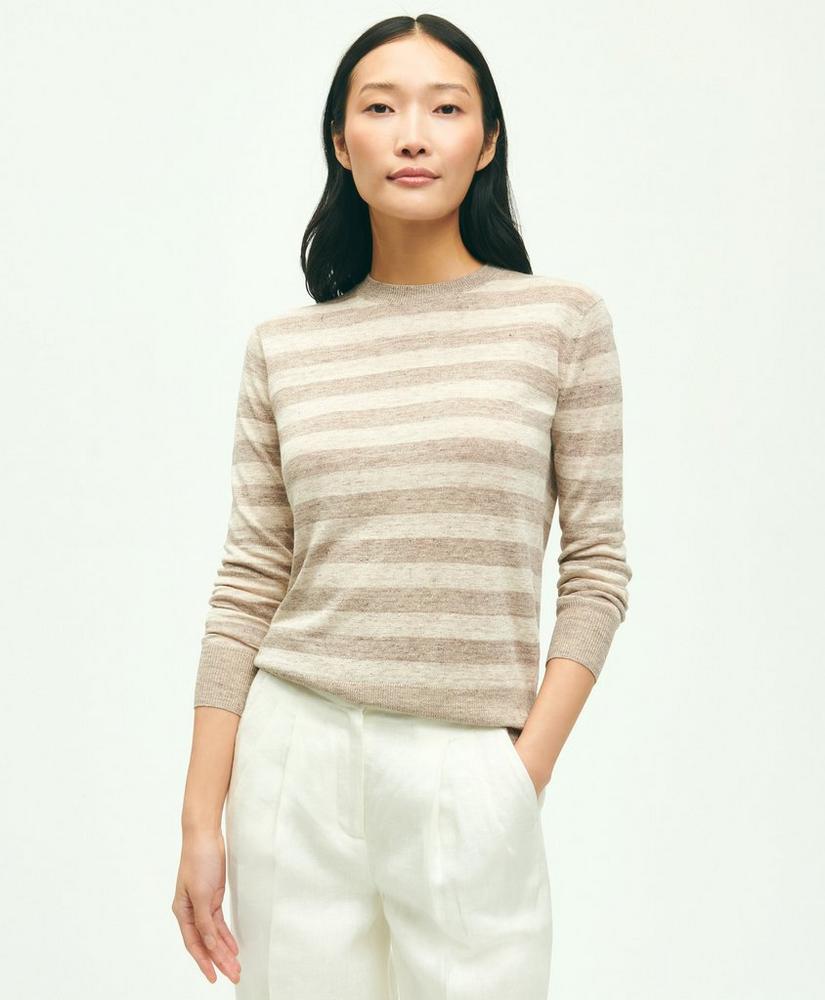 Linen Striped Crewneck Sweater, image 1
