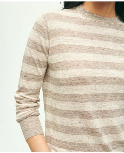 Linen Striped Crewneck Sweater, image 4