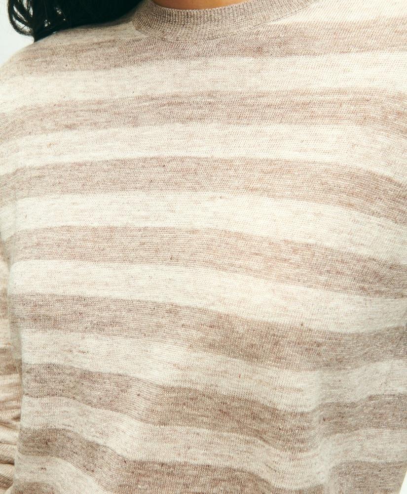 Linen Striped Crewneck Sweater, image 5