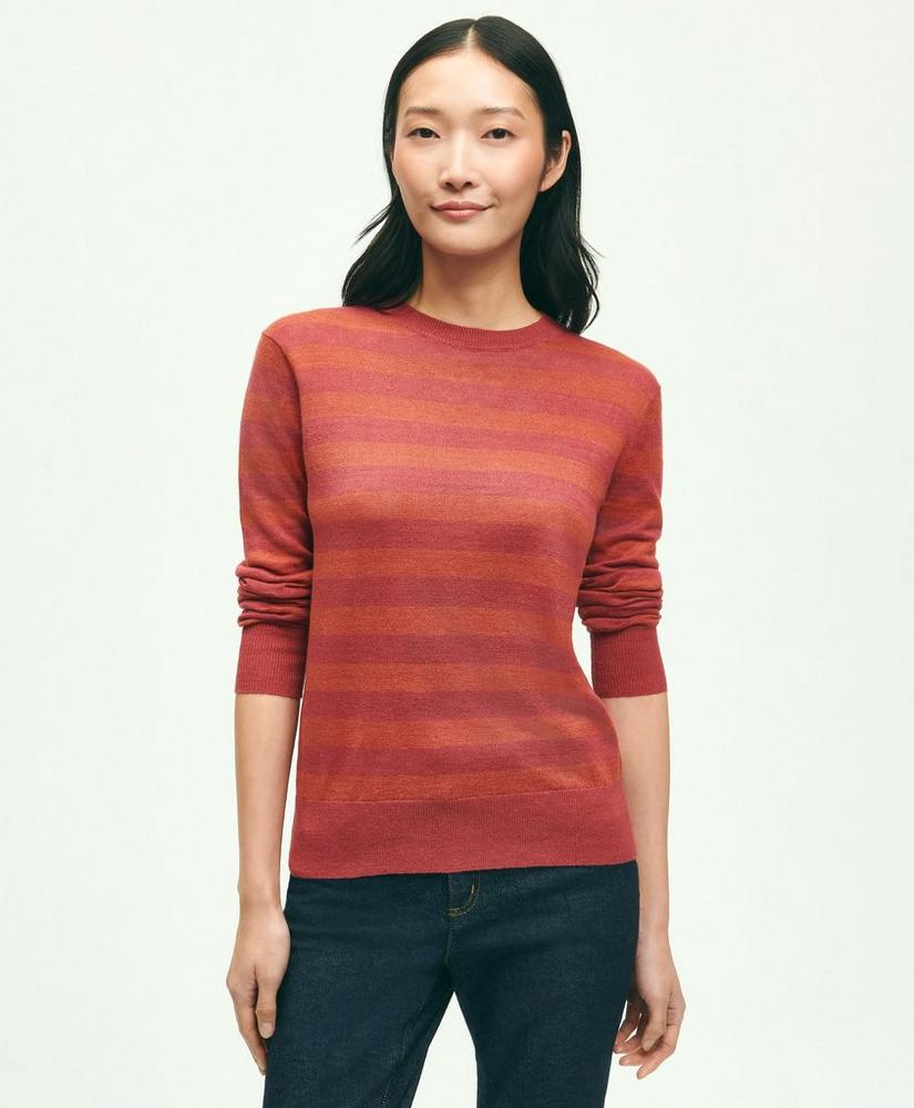 Linen Striped Crewneck Sweater, image 3