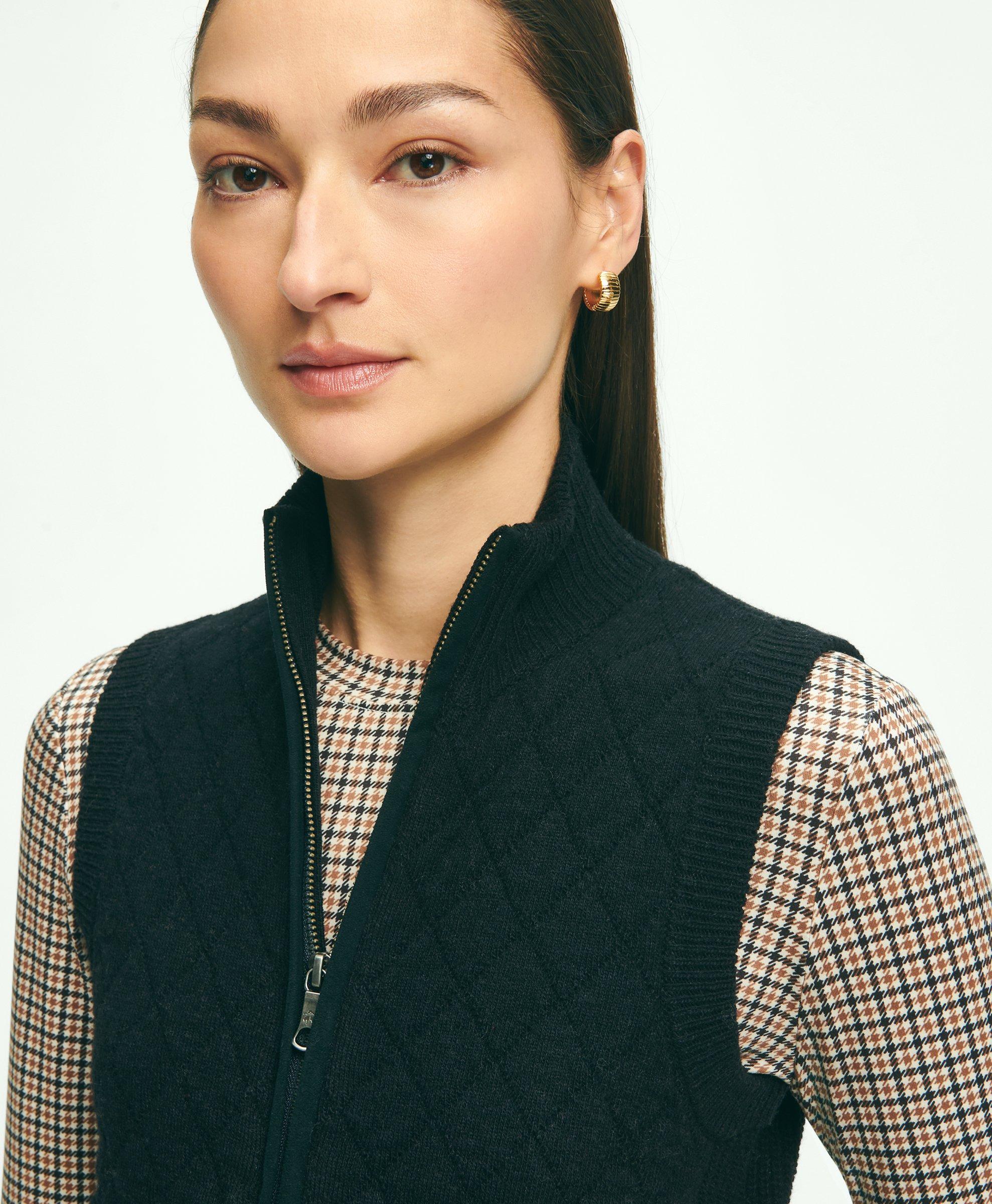 Merino Wool Blend Quilted Sweater Vest