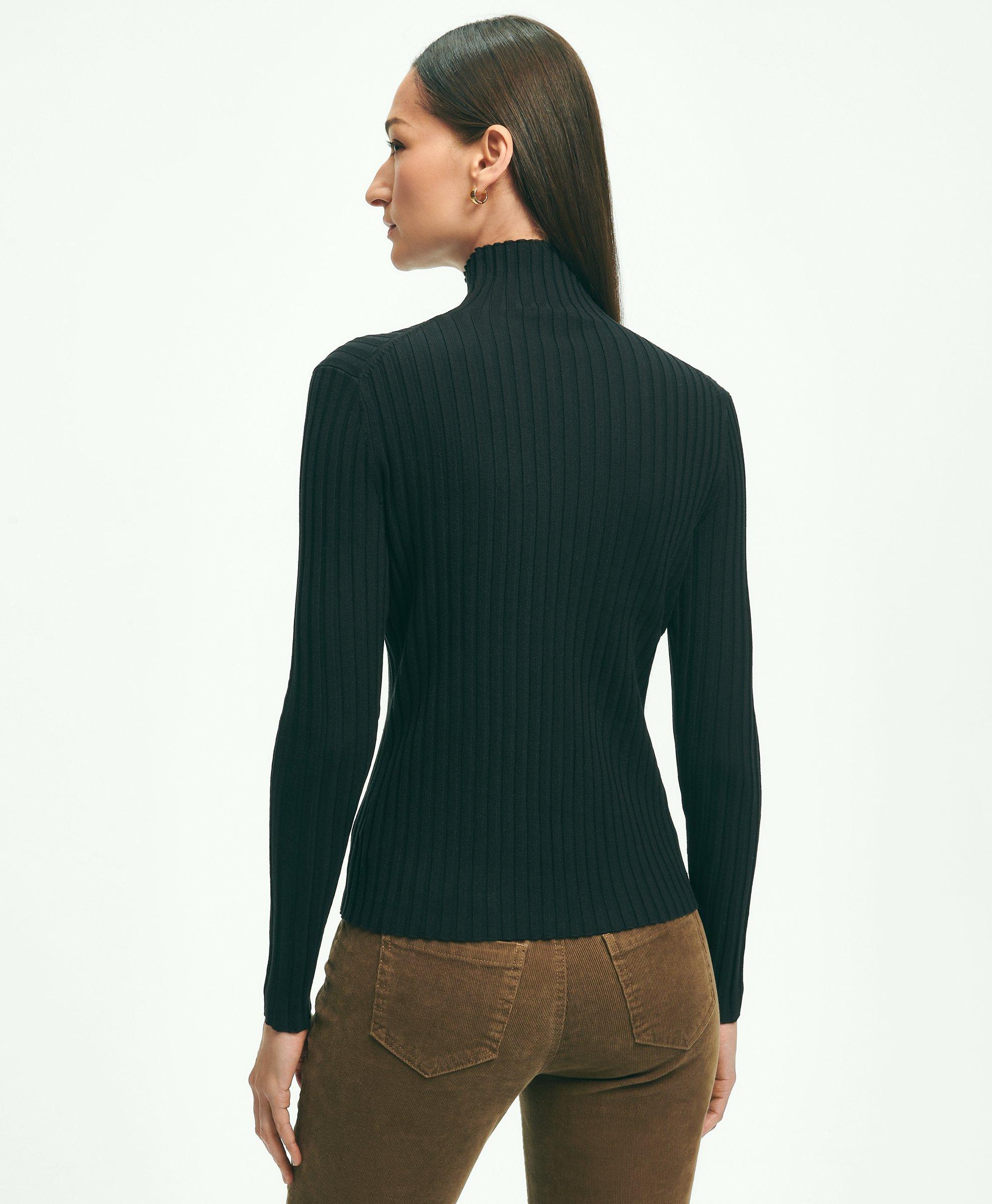 Mock neck outlet ribbed sweater