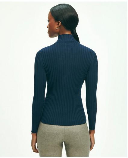 Silk-Blend Mock Neck Ribbed Sweater, image 2