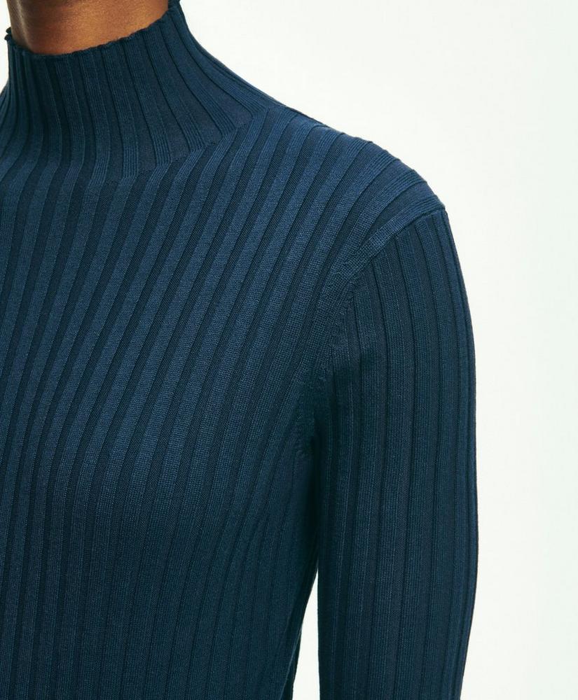 Silk-Blend Mock Neck Ribbed Sweater, image 3
