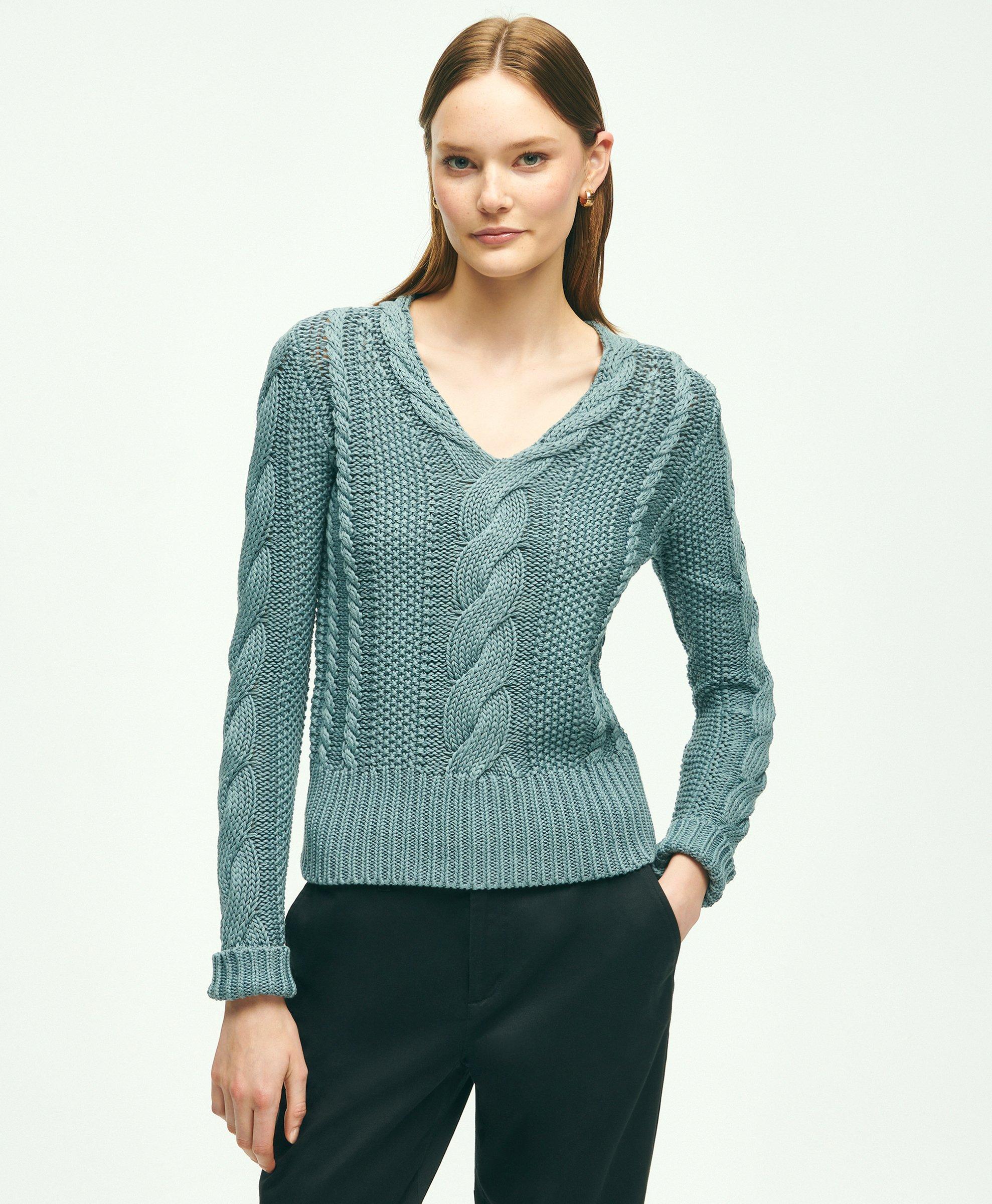 Classic Cable V Neck Sweater, Knitwear