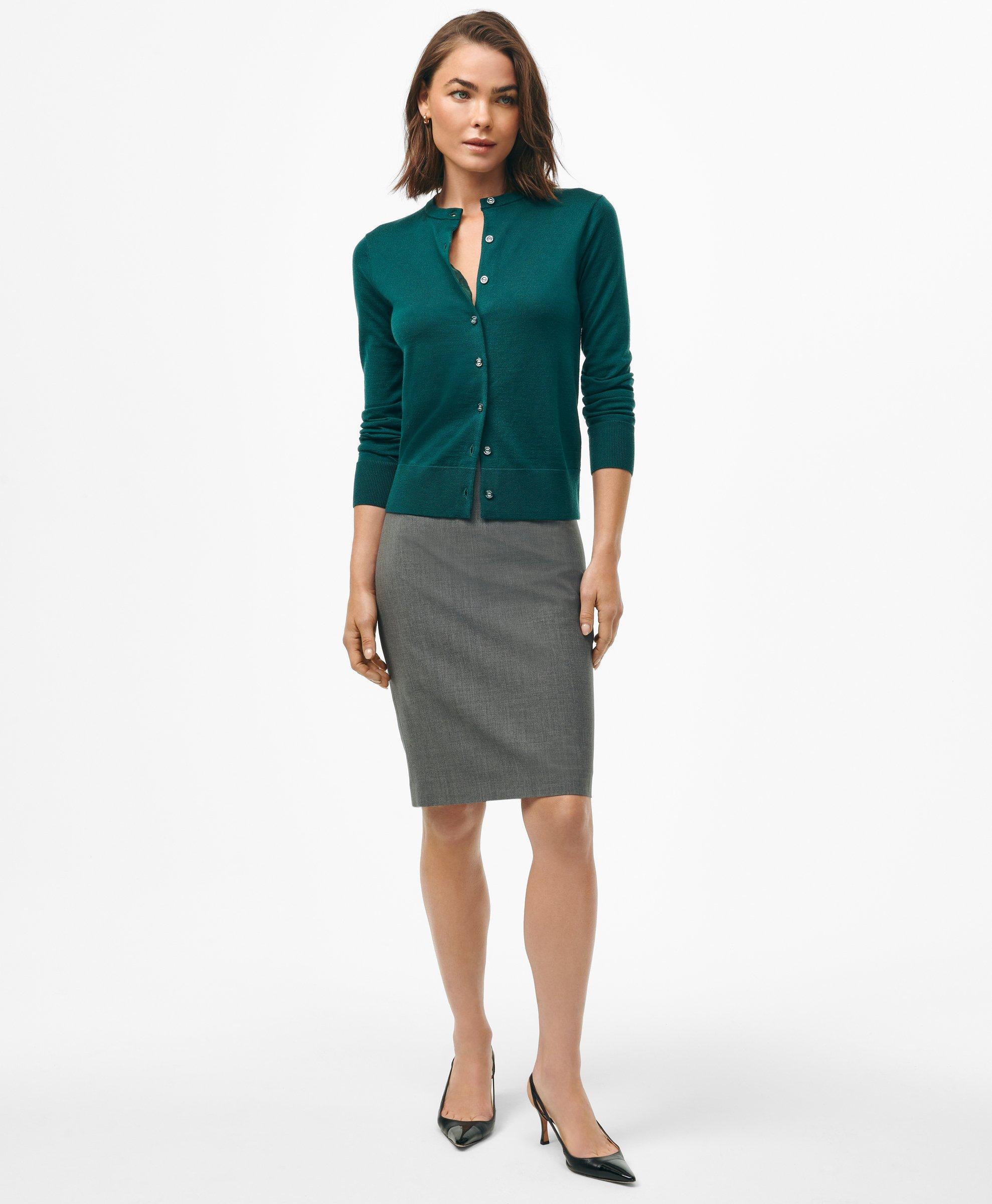 Brooks Brothers Twinset Cardigan In Merino Wool Sweater In Medium Green