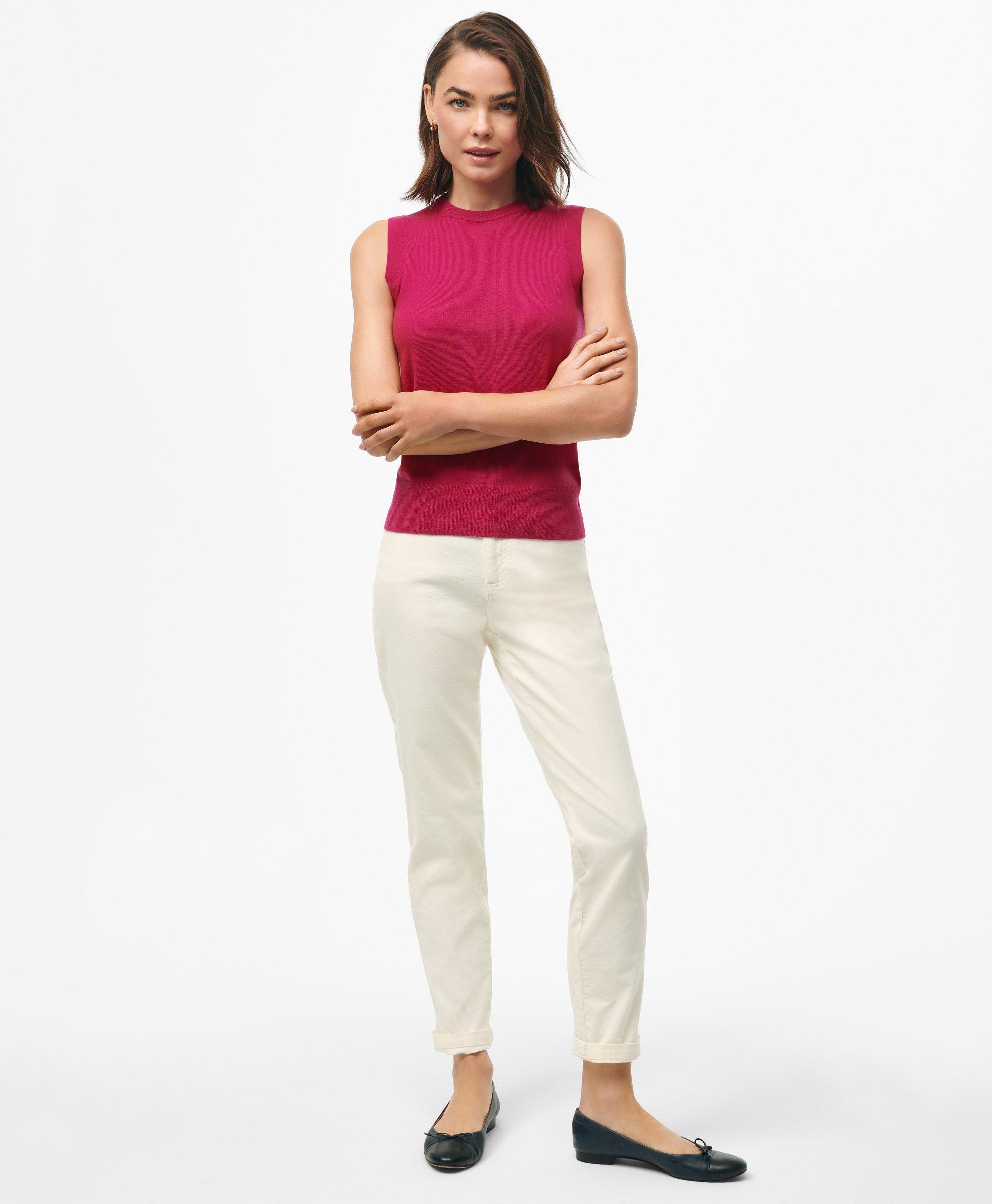 Brooks Brothers Twinset Shell In Merino Wool Sweater In Bright Pink