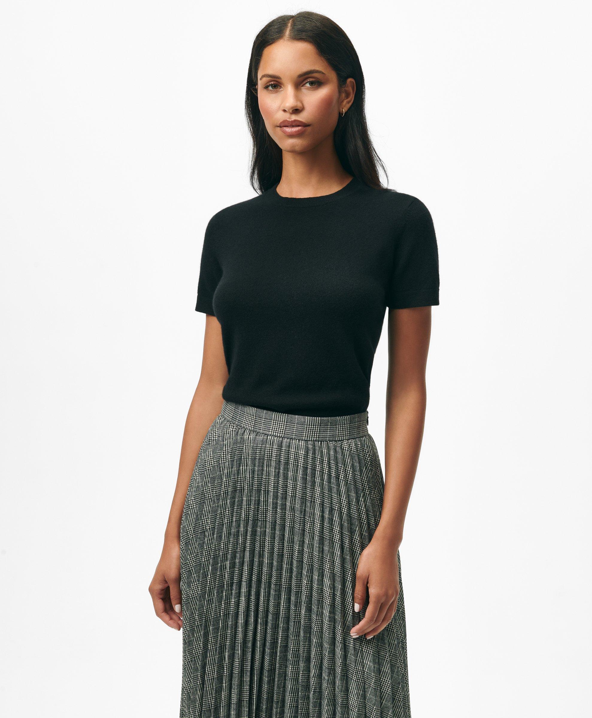 Brooks Brothers Short-sleeve Shell Sweater In Cashmere In Black