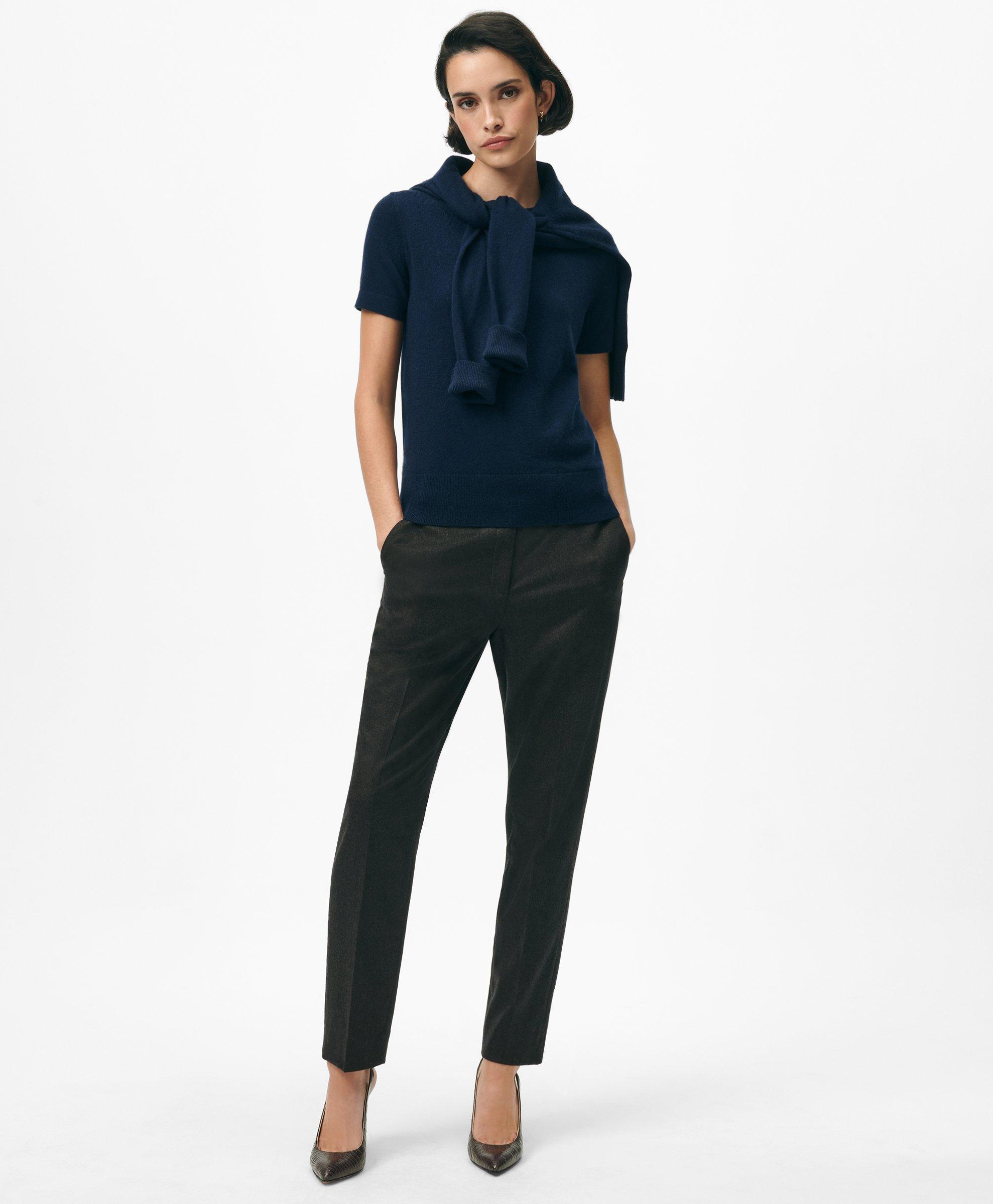 Brooks Brothers Short-sleeve Shell Sweater In Cashmere In Navy