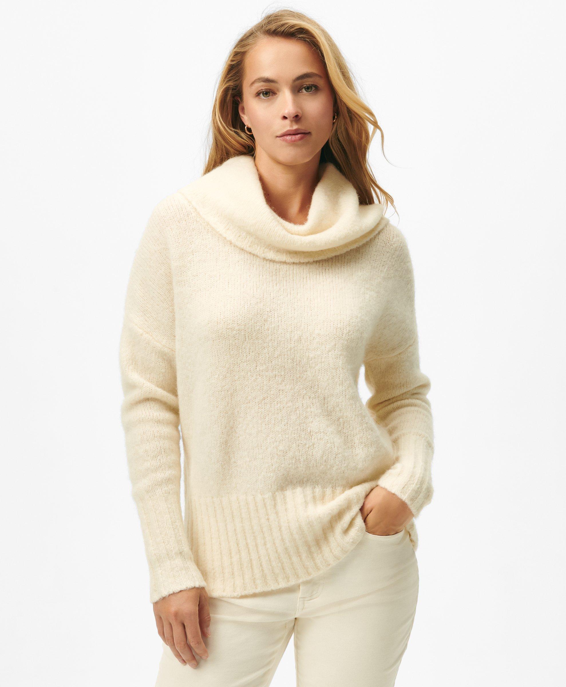 Cowl Neck Brushed Sweater in Alpaca-Wool Blend