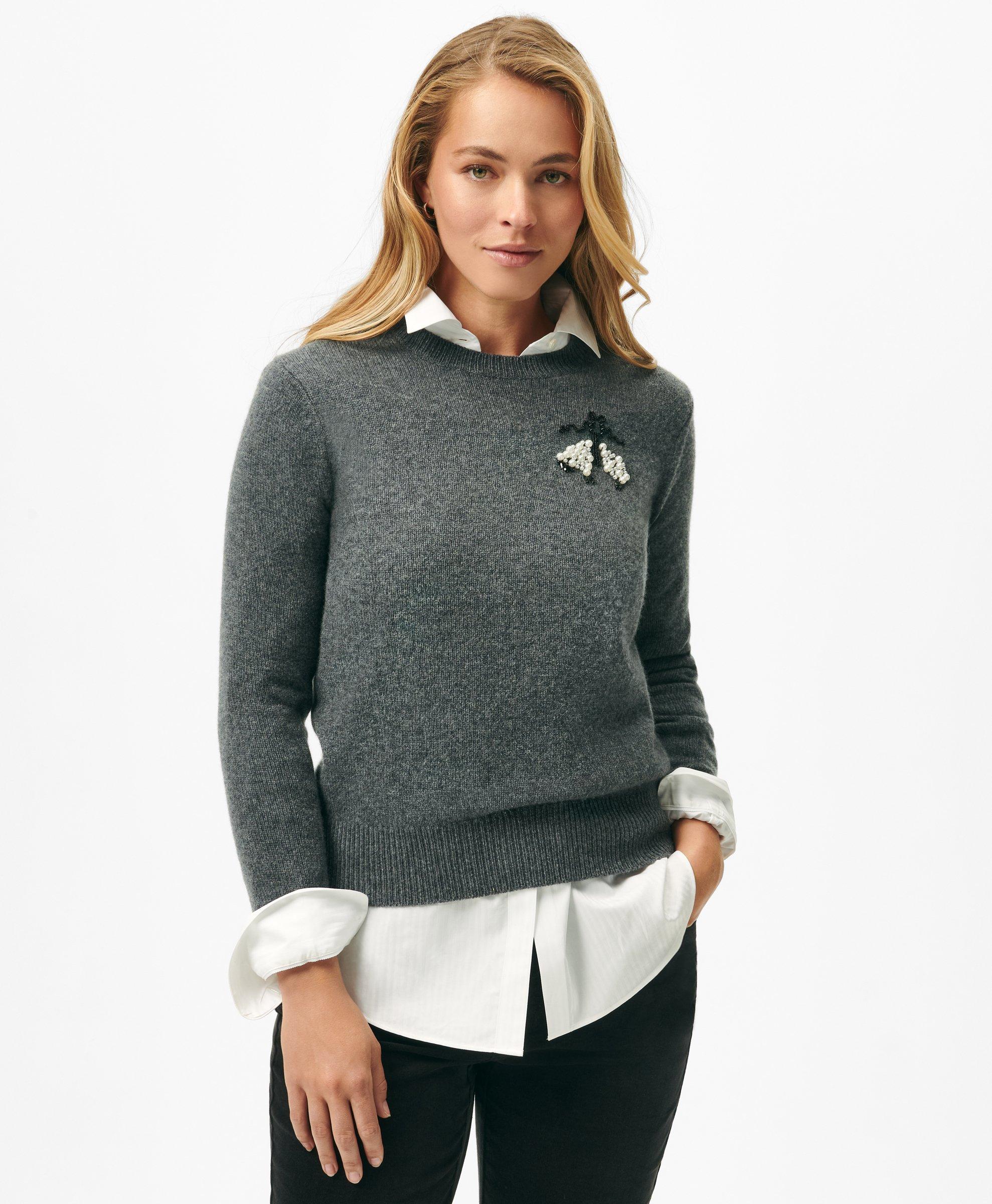 Beaded Golden Fleece® Emblem Sweater in Merino Wool-Cashmere Blend