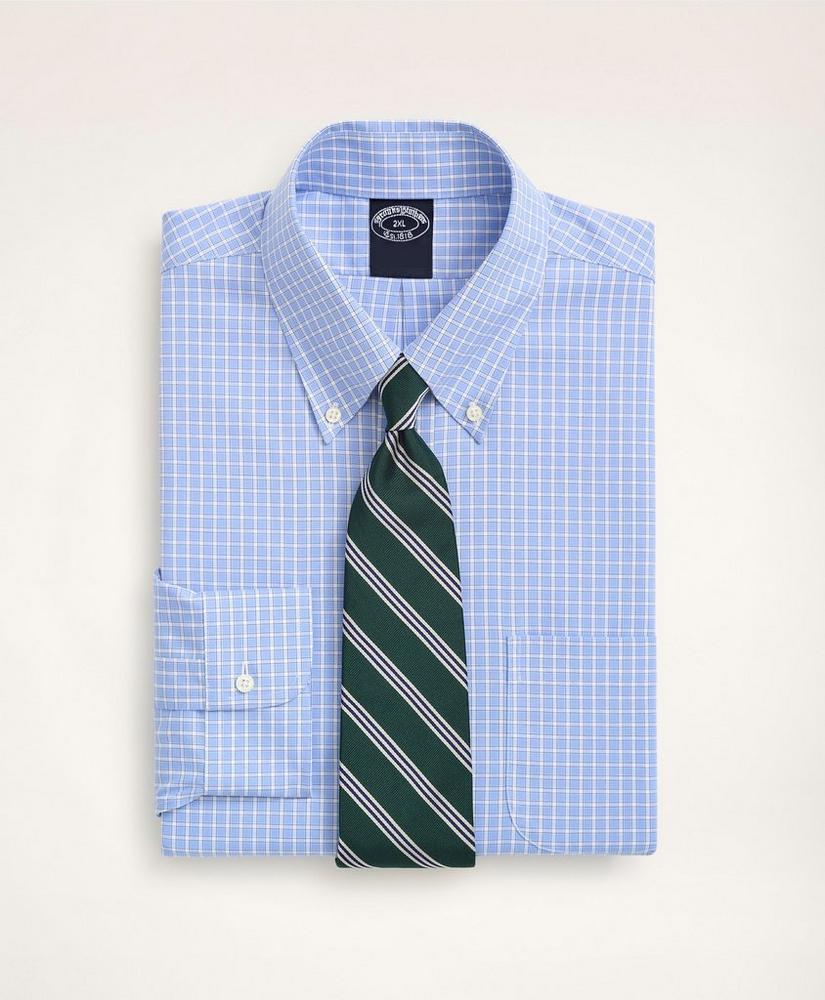 Stretch Big & Tall Dress Shirt, Non-Iron Pinpoint Oxford Button Down Collar Gingham, image 1