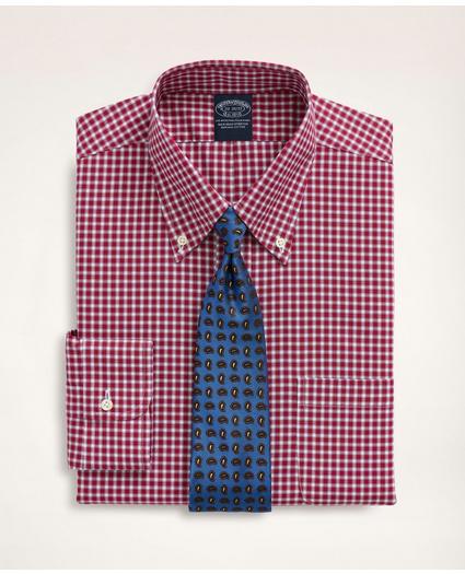 Stretch Big & Tall Dress Shirt, Non-Iron Pinpoint Oxford Button Down Collar Gingham, image 1