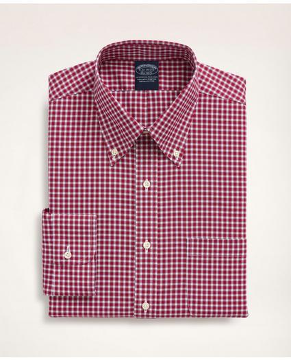 Stretch Big & Tall Dress Shirt, Non-Iron Pinpoint Oxford Button Down Collar Gingham, image 3
