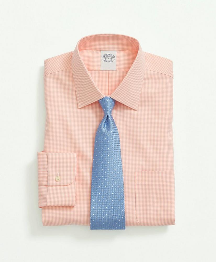 Big & Tall Stretch Supima® Cotton Non-Iron Pinpoint Oxford Ainsley Collar, Gingham Dress Shirt, image 1
