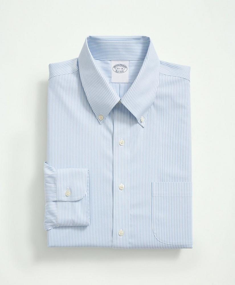 Big & Tall Stretch Supima® Cotton Non-Iron Pinpoint Oxford Button-Down Collar, Candy Stripe Dress Shirt, image 4