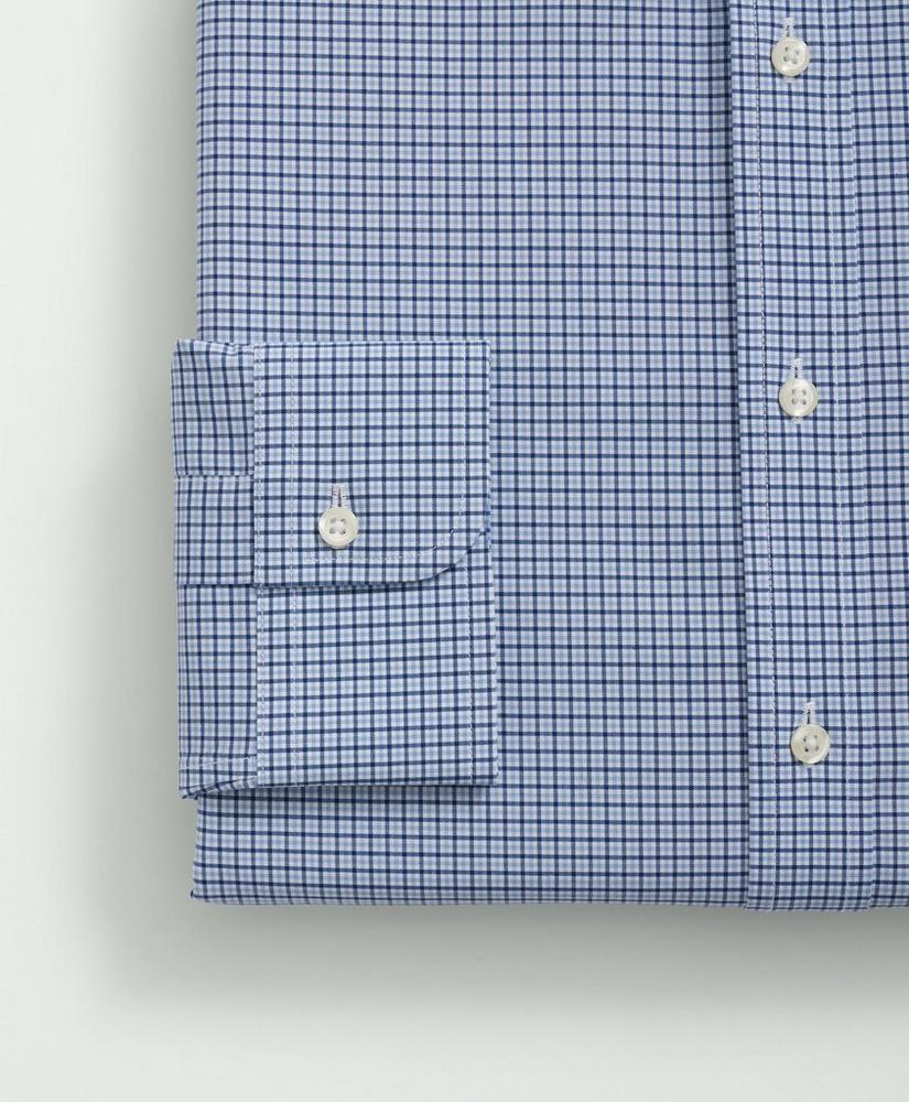 Big & Tall Stretch Supima® Cotton Non-Iron Poplin Polo Button-Down Collar, Checked Dress Shirt, image 3