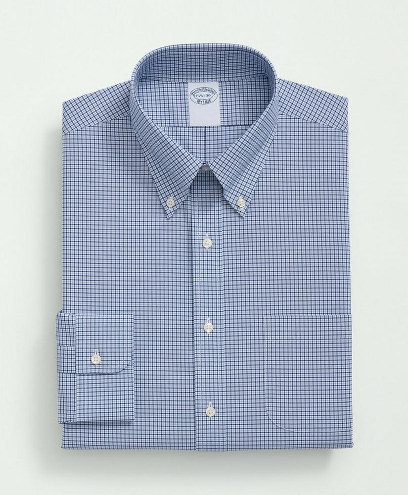 Big & Tall Stretch Supima® Cotton Non-Iron Poplin Polo Button-Down Collar, Checked Dress Shirt, image 4